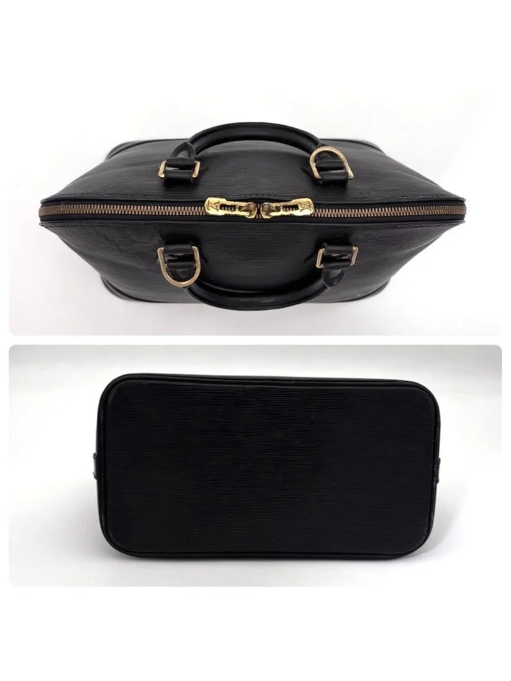Louis Vuitton Epi Alma PM Handbag Noir Black Gold